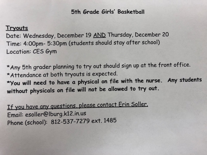 Girls basketball Information. 